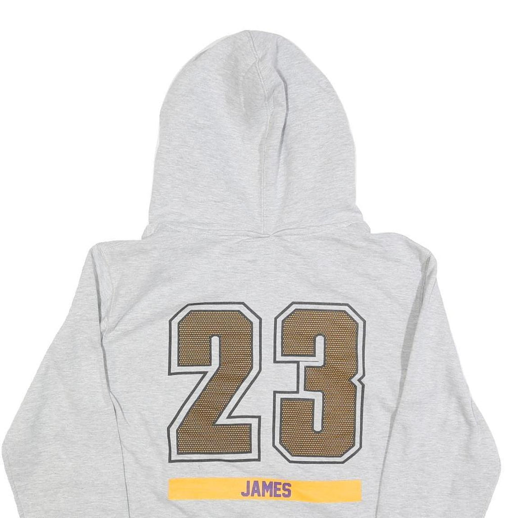 NBA Mens Grey James 23 Hoodie S Los Angeles Lakers Basketball Cotton Blend