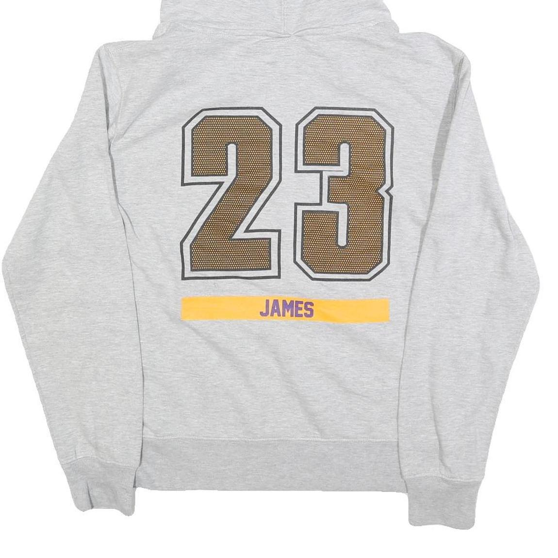 NBA Mens Grey James 23 Hoodie S Los Angeles Lakers Basketball Cotton Blend