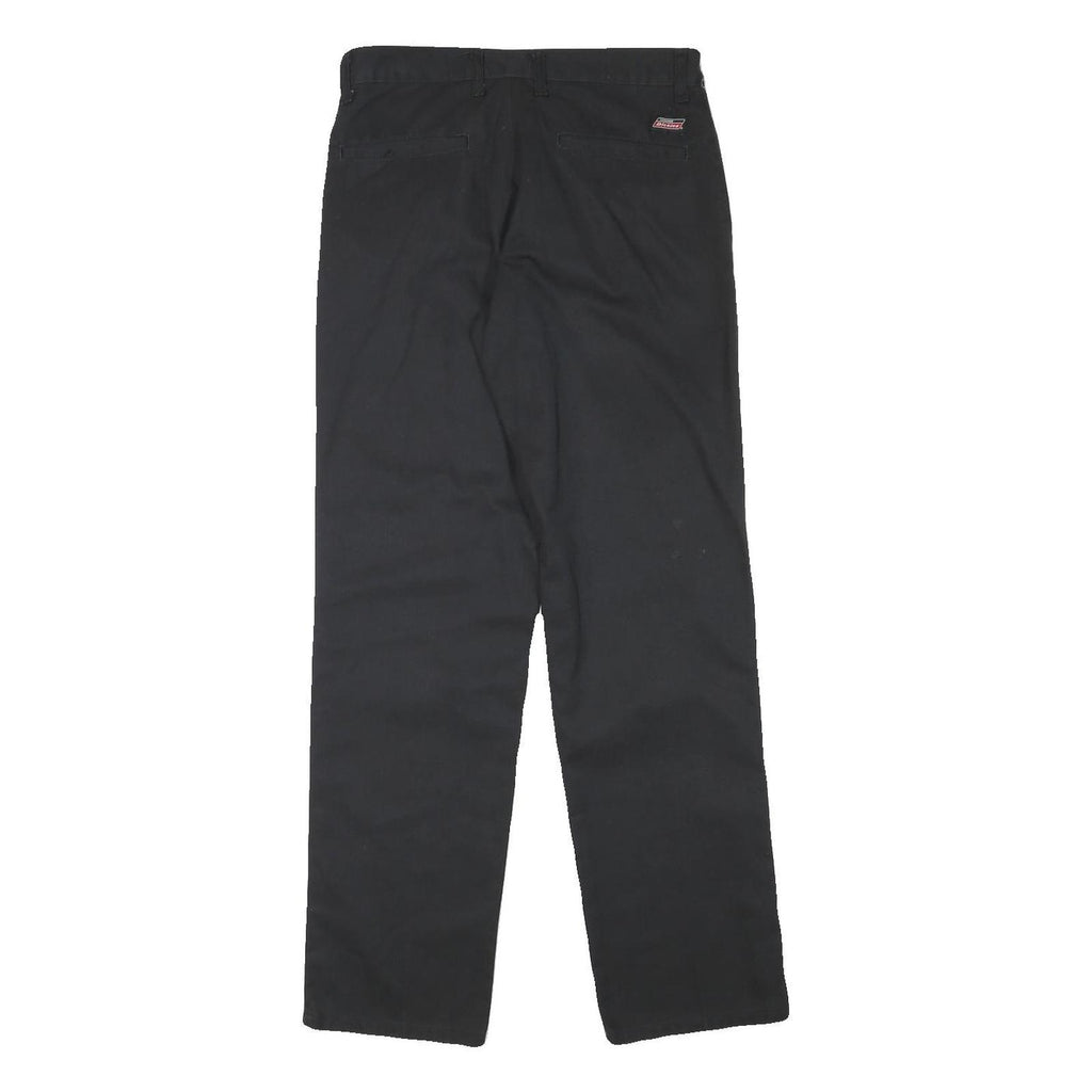 DICKIES Mens Cotton Blend Black Regular Straight Trousers W30 L31 Workwear Zip