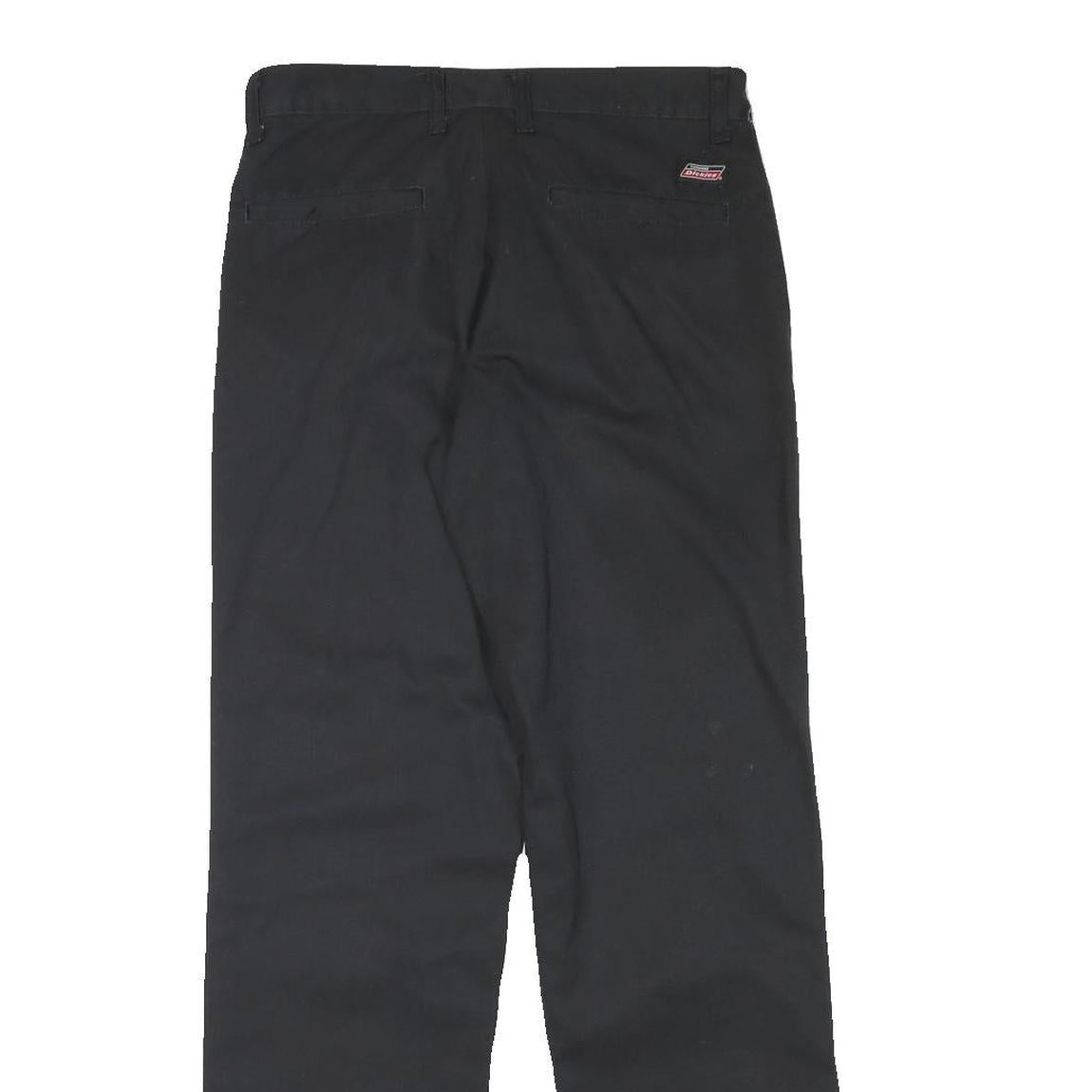 DICKIES Mens Cotton Blend Black Regular Straight Trousers W30 L31 Workwear Zip