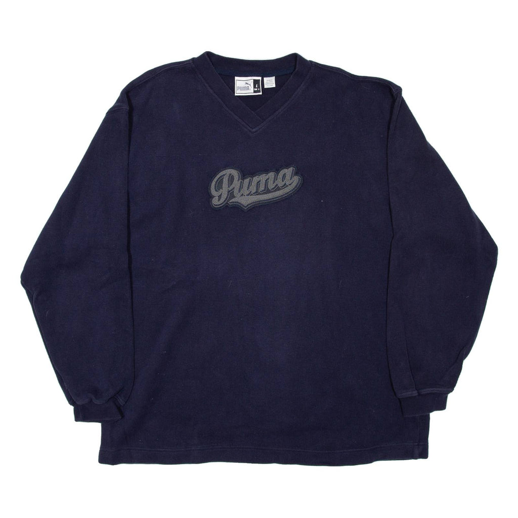 PUMA Oversized Womens Sweatshirt Blue V-Neck L