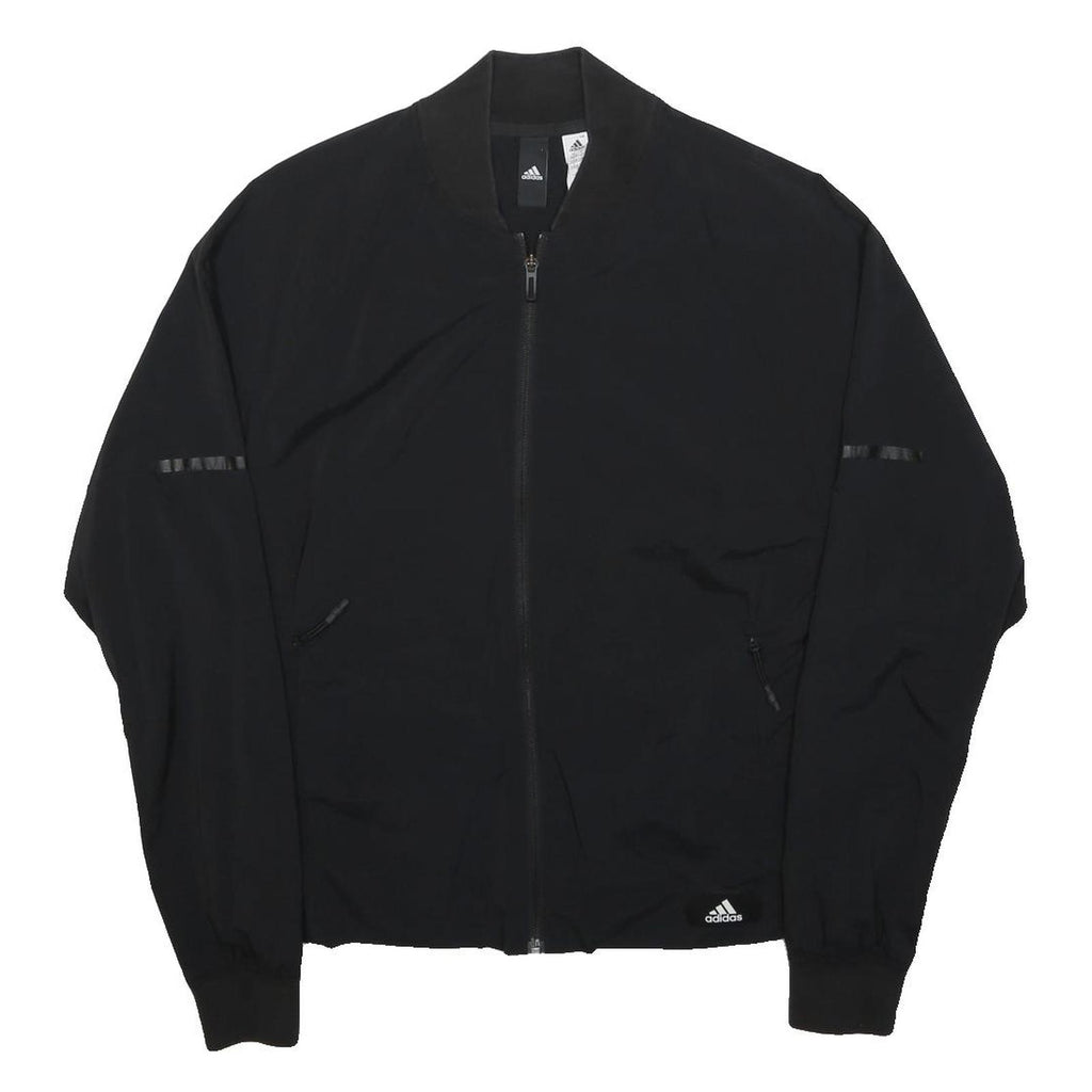 ADIDAS Womens Black Casual Jacket S Polyester Zip Bomber Athleisure Sportswear