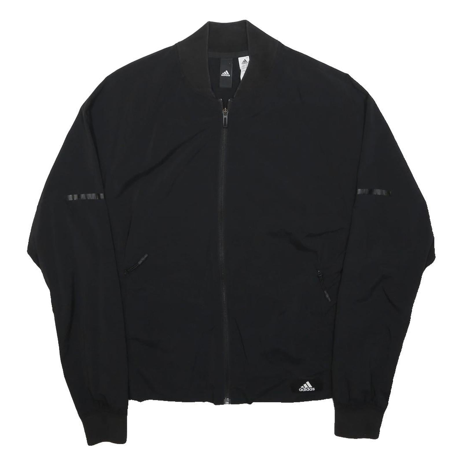 ADIDAS Womens Black Casual Jacket S Polyester Zip Bomber Athleisure Sportswear