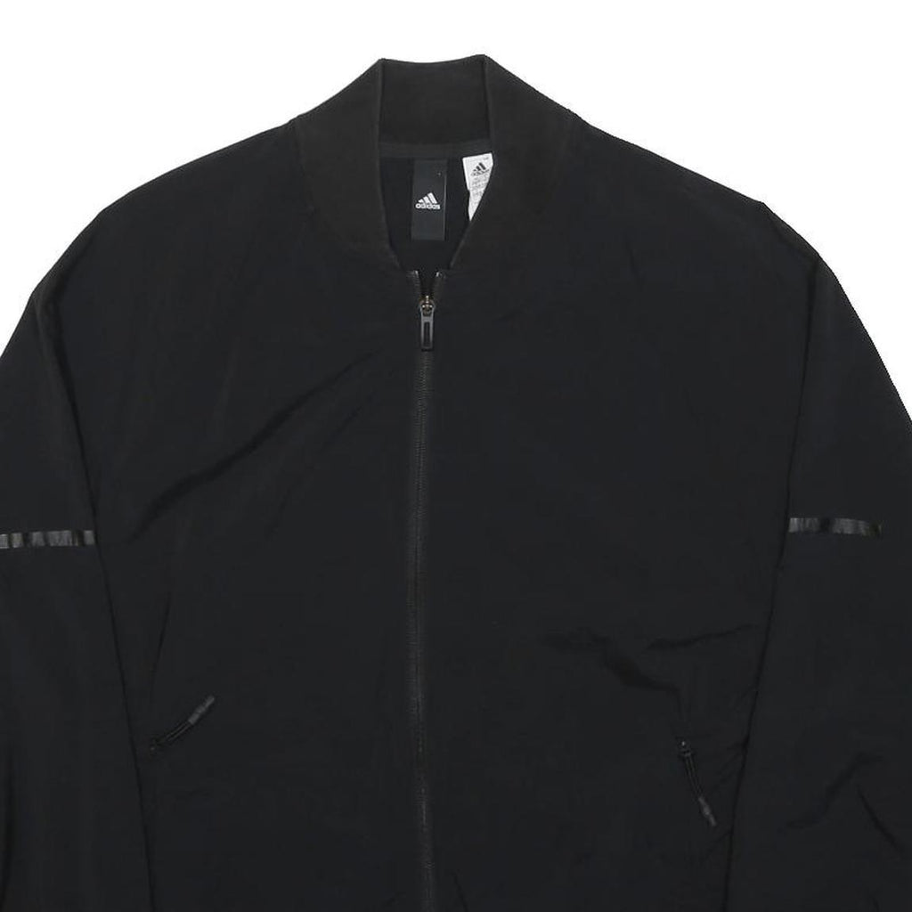 ADIDAS Womens Black Casual Jacket S Polyester Zip Bomber Athleisure Sportswear