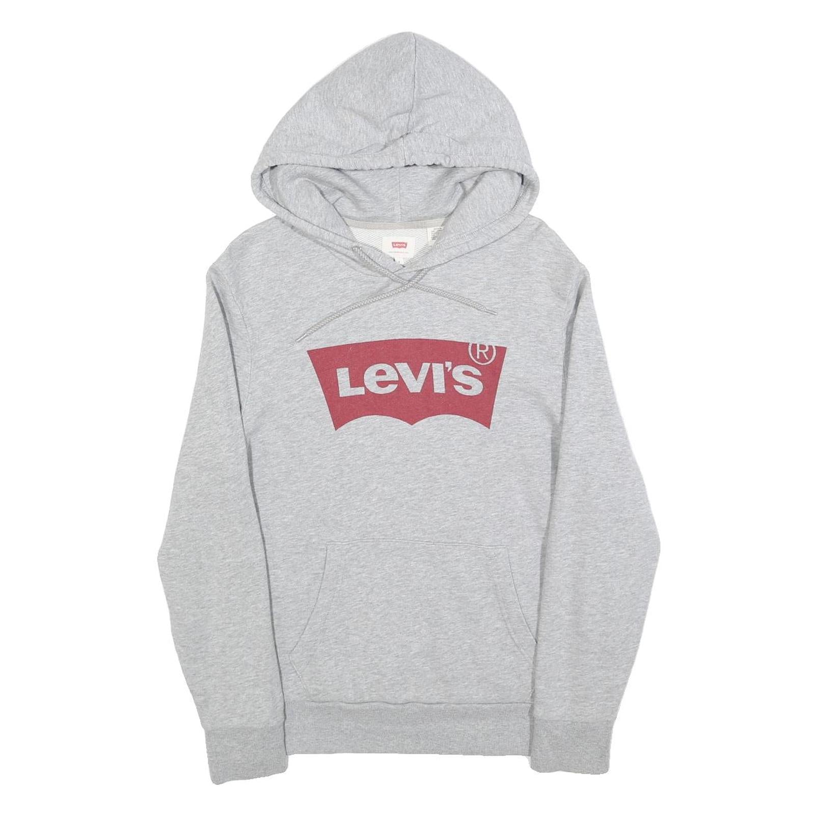 LEVI'S Mens Grey Hoodie S Cotton Blend Pullover Casual Sweatshirt