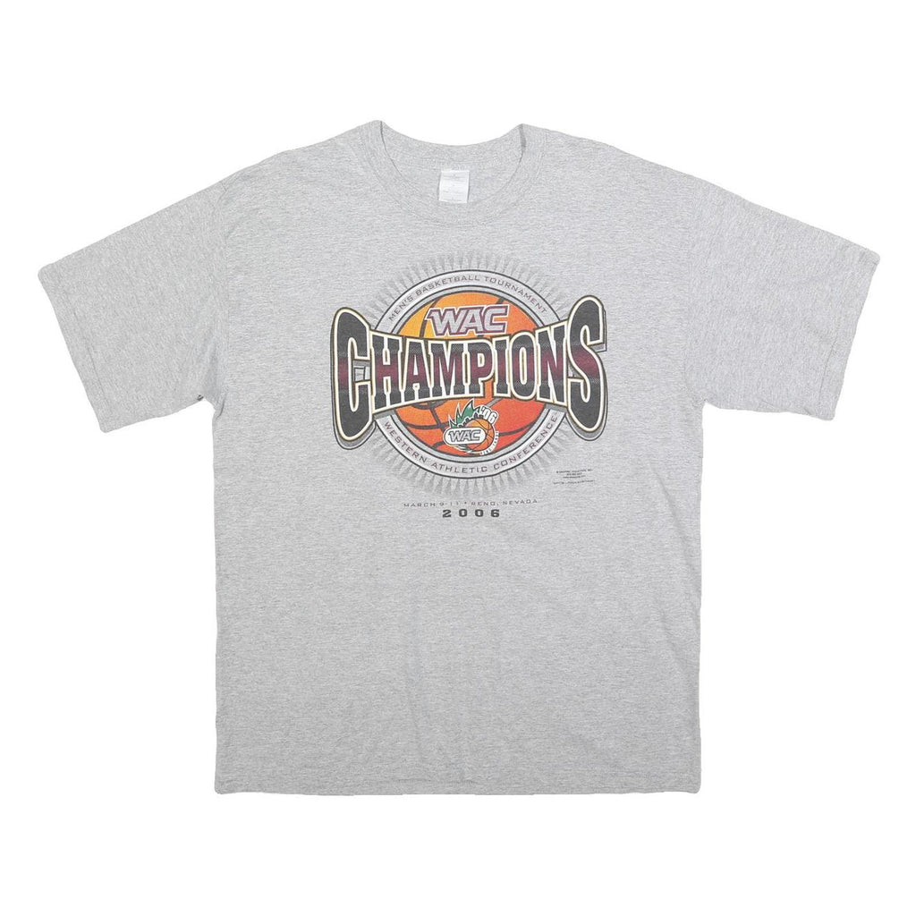 Mens Grey WAC Champions Basketball Tournament Cotton Blend T-Shirt L Crew Neck
