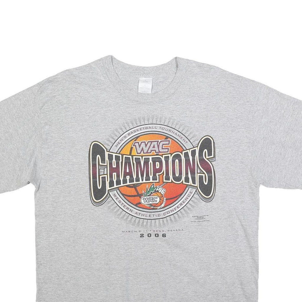 Mens Grey WAC Champions Basketball Tournament Cotton Blend T-Shirt L Crew Neck