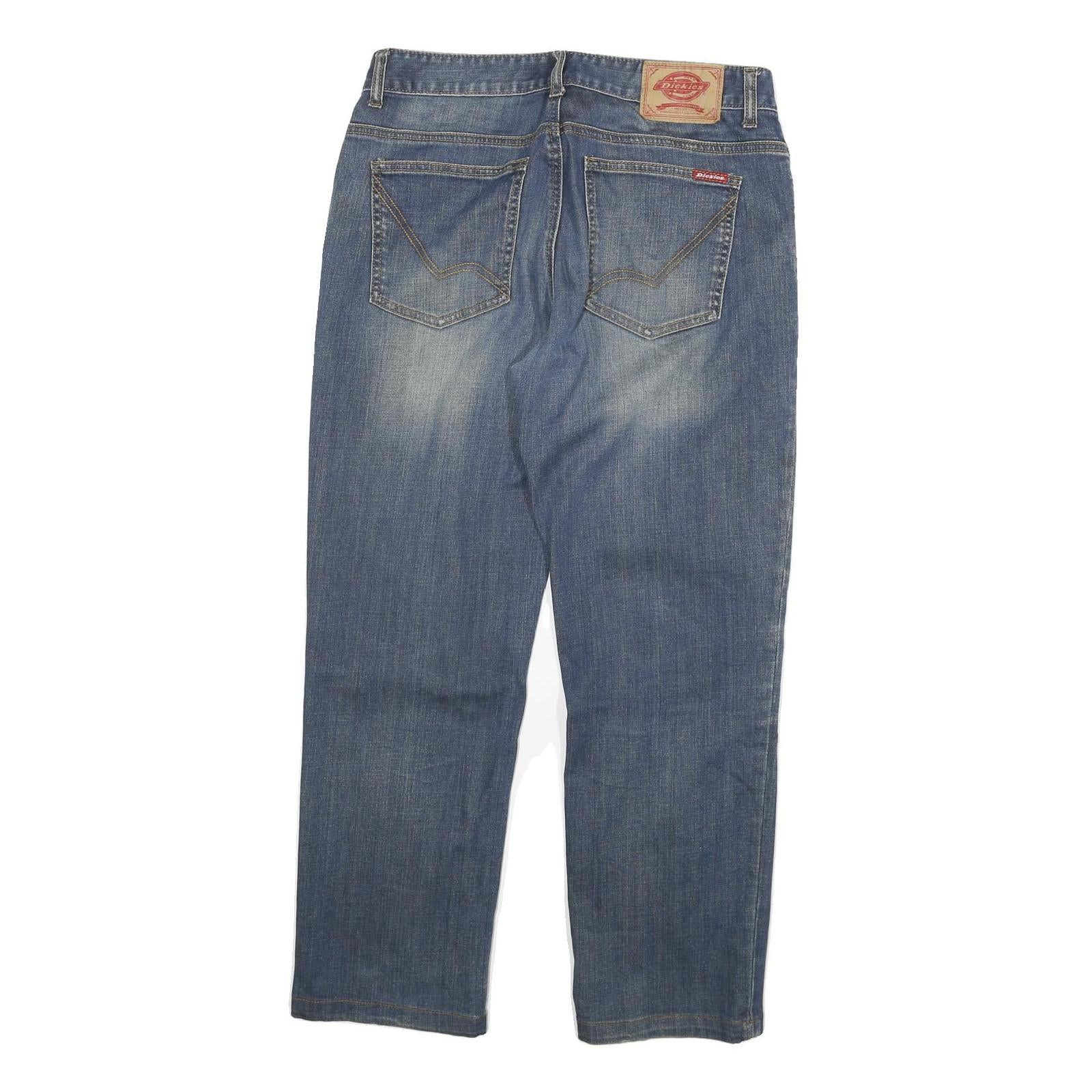 DICKIES Mens Jeans Blue Regular Straight Denim Medium W30 L27 Classic Zip Cotton