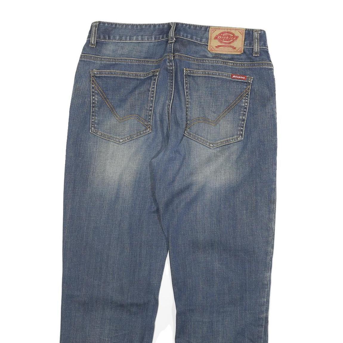 DICKIES Mens Jeans Blue Regular Straight Denim Medium W30 L27 Classic Zip Cotton