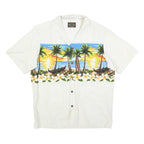 RESERVE Mens White Blue Hawaiian Shirt M Cotton Blend Summer Beach Print