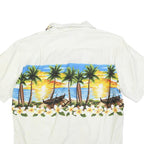 RESERVE Mens White Blue Hawaiian Shirt M Cotton Blend Summer Beach Print