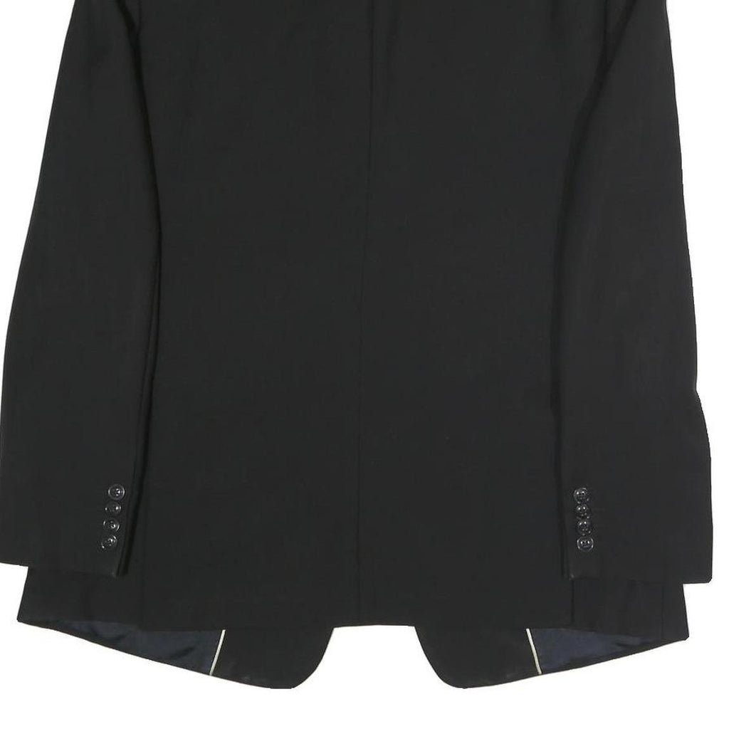 REISS Mens Black Classic Jacket L Polyester Blend Plain Button Closure Tailored