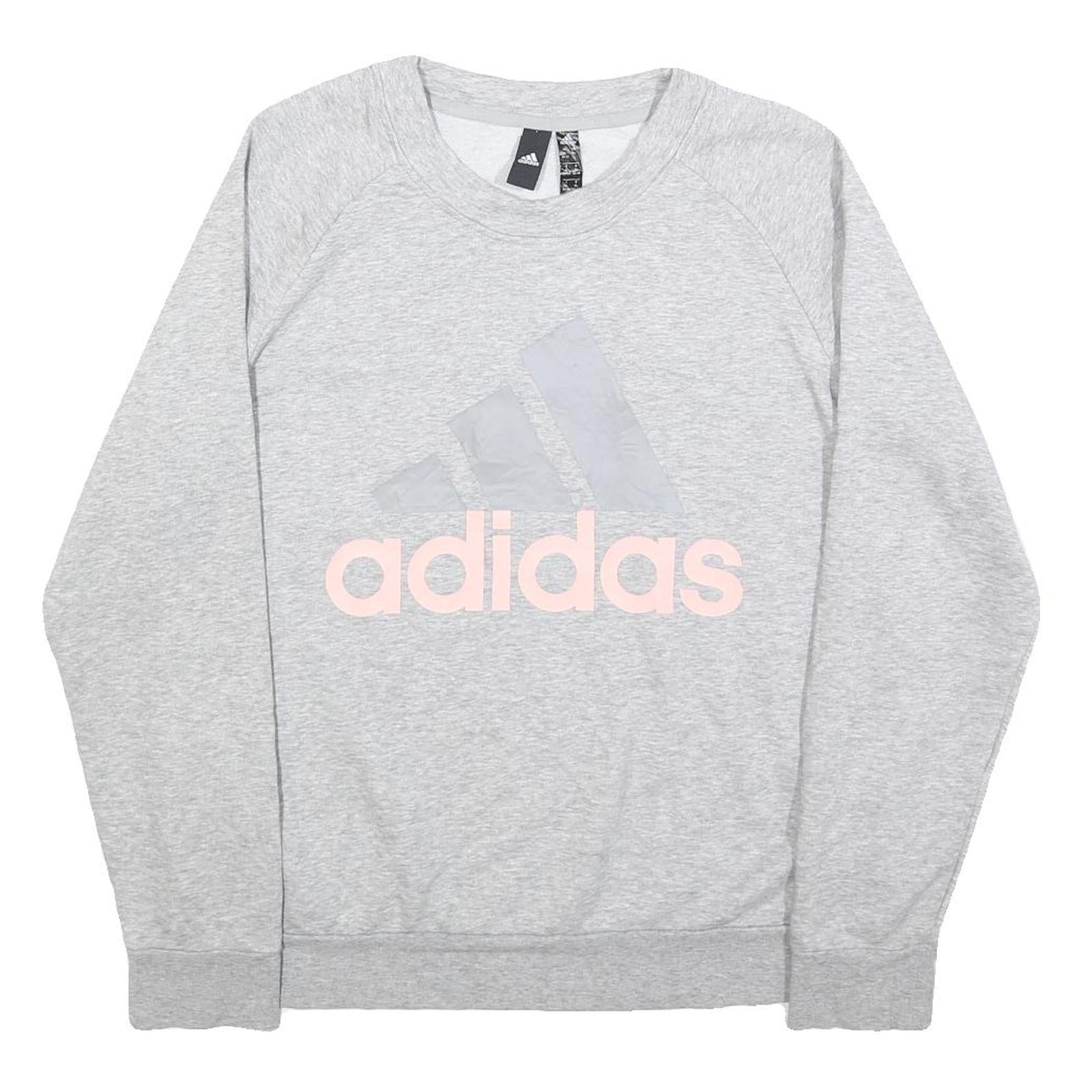 ADIDAS Womens Grey Crew Neck XL Cotton Sweatshirt Logo Print Casual Pullover