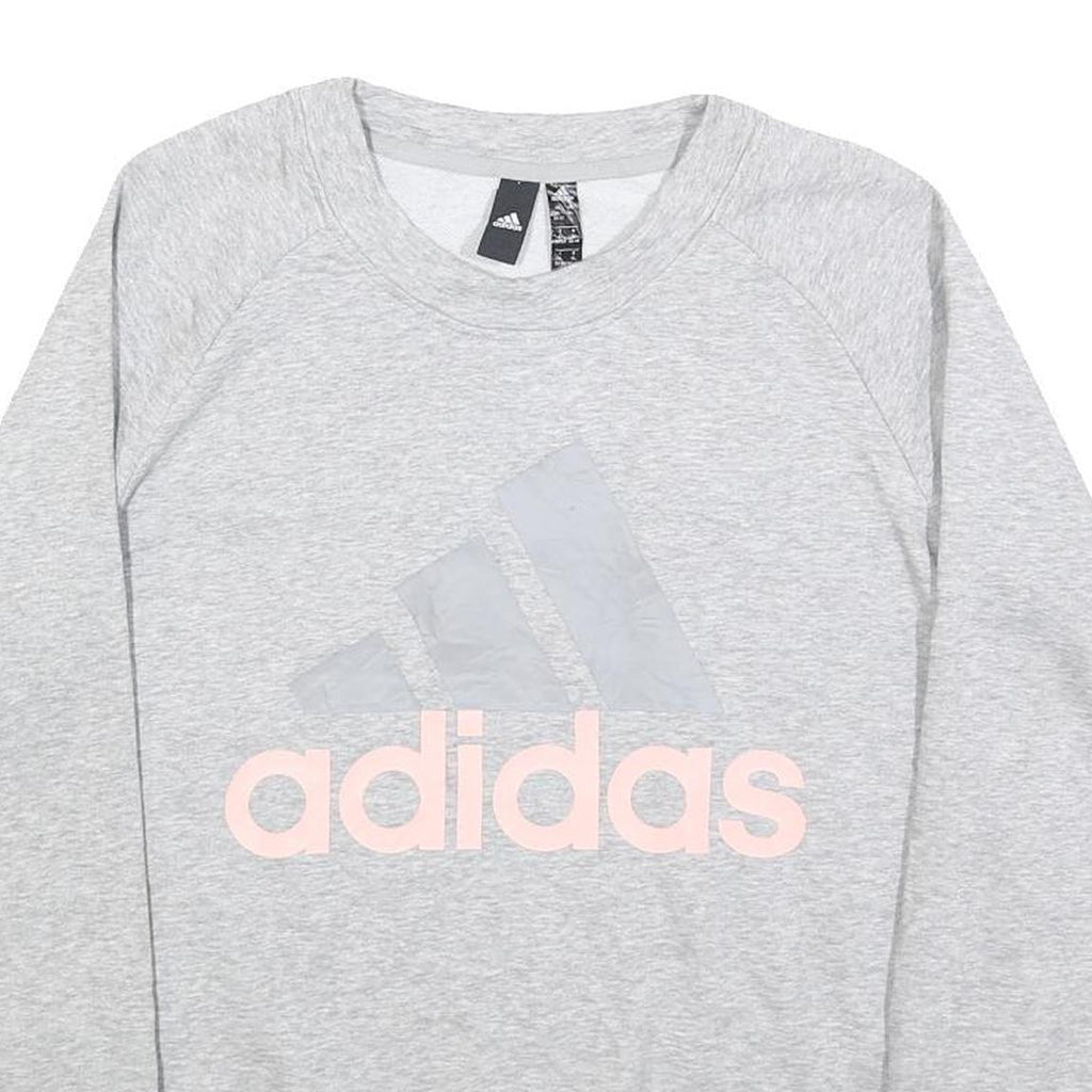 ADIDAS Womens Grey Crew Neck XL Cotton Sweatshirt Logo Print Casual Pullover