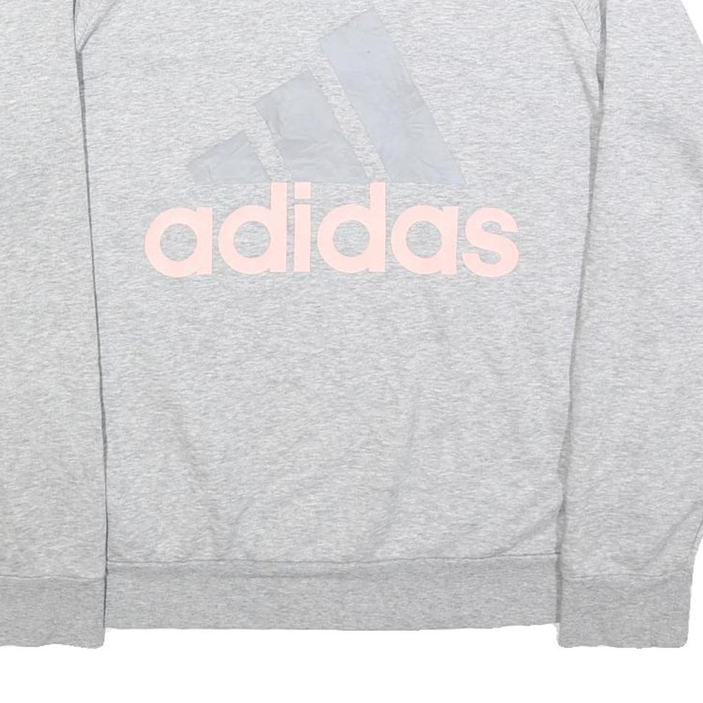 ADIDAS Womens Grey Crew Neck XL Cotton Sweatshirt Logo Print Casual Pullover