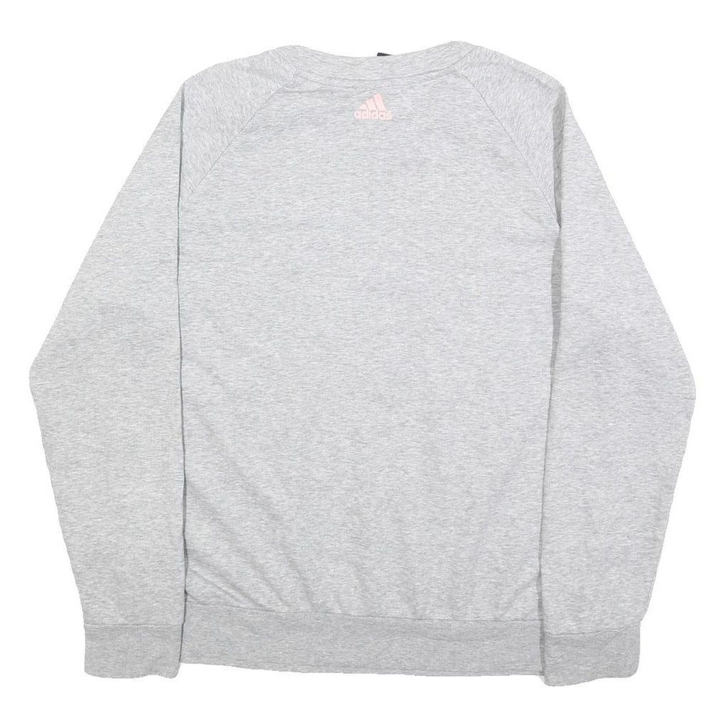 ADIDAS Womens Grey Crew Neck XL Cotton Sweatshirt Logo Print Casual Pullover