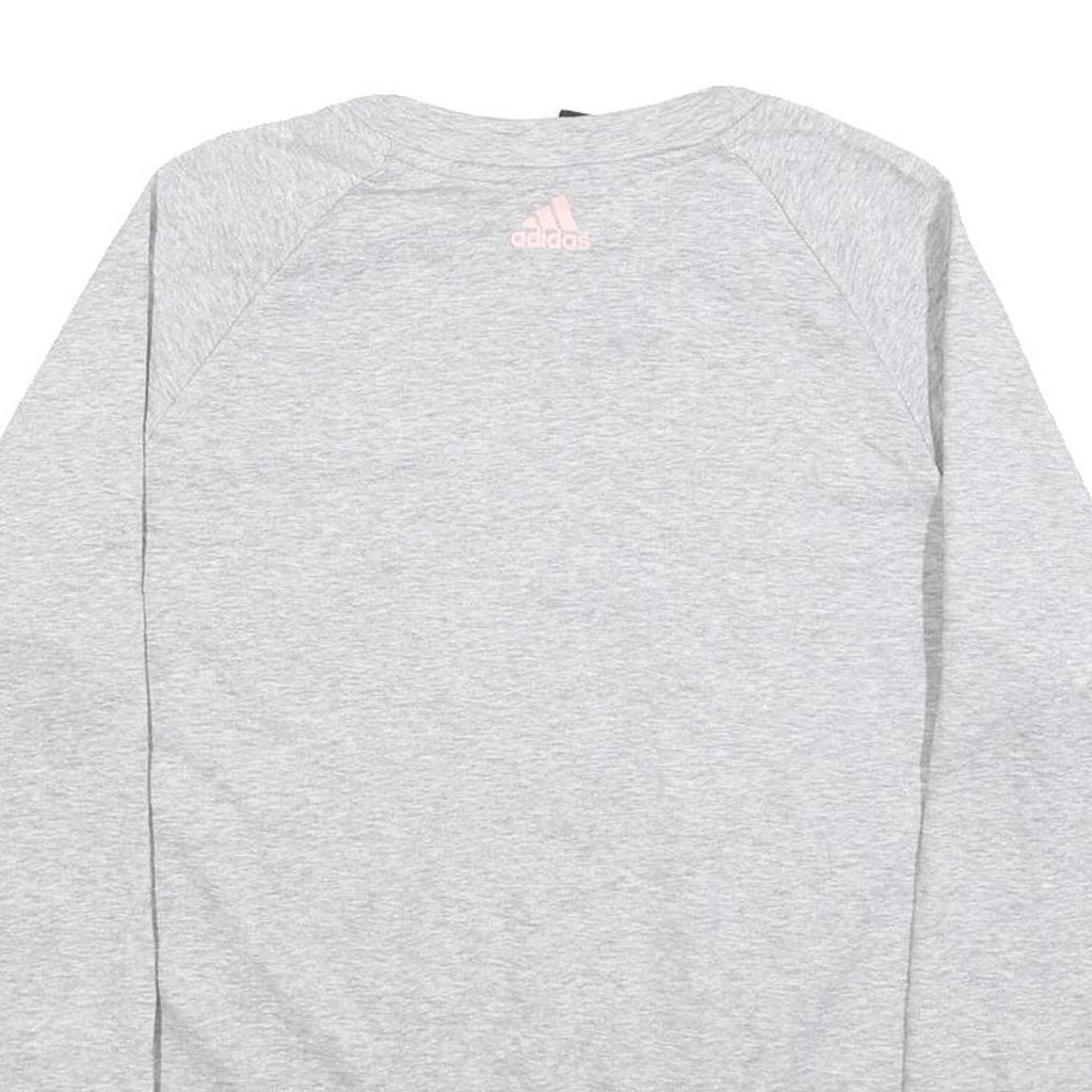 ADIDAS Womens Grey Crew Neck XL Cotton Sweatshirt Logo Print Casual Pullover