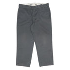 DICKIES Mens Regular Fit Grey Cotton Blend Zip Trousers W38 L28 Workwear