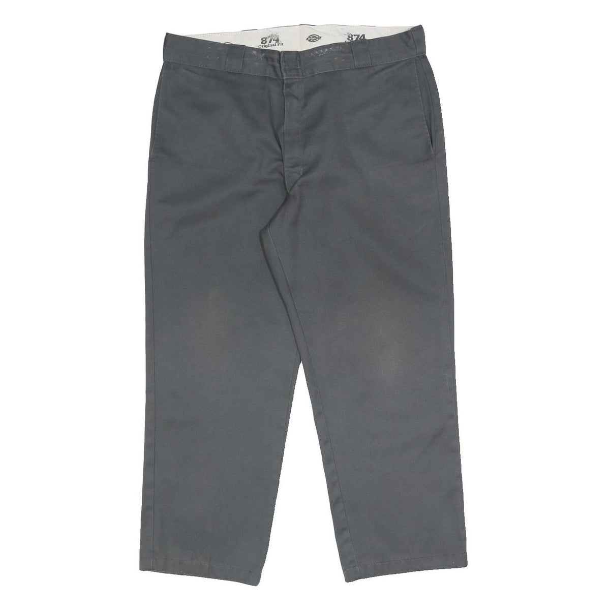 DICKIES Mens Regular Fit Grey Cotton Blend Zip Trousers W38 L28 Workwear