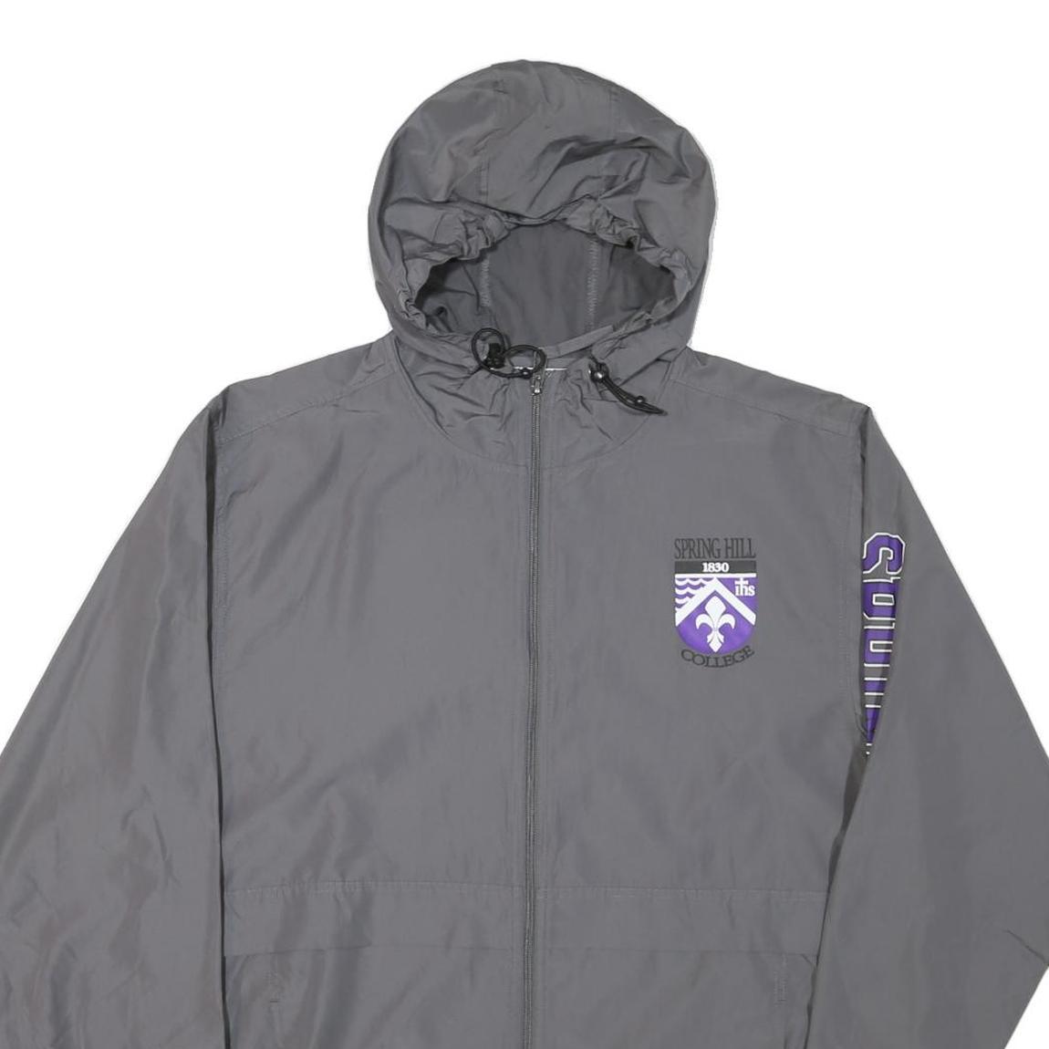 CHAMPION Mens Grey & Purple College Zip Jacket L Polyester Blend Spring Hill
