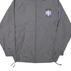 CHAMPION Mens Grey & Purple College Zip Jacket L Polyester Blend Spring Hill