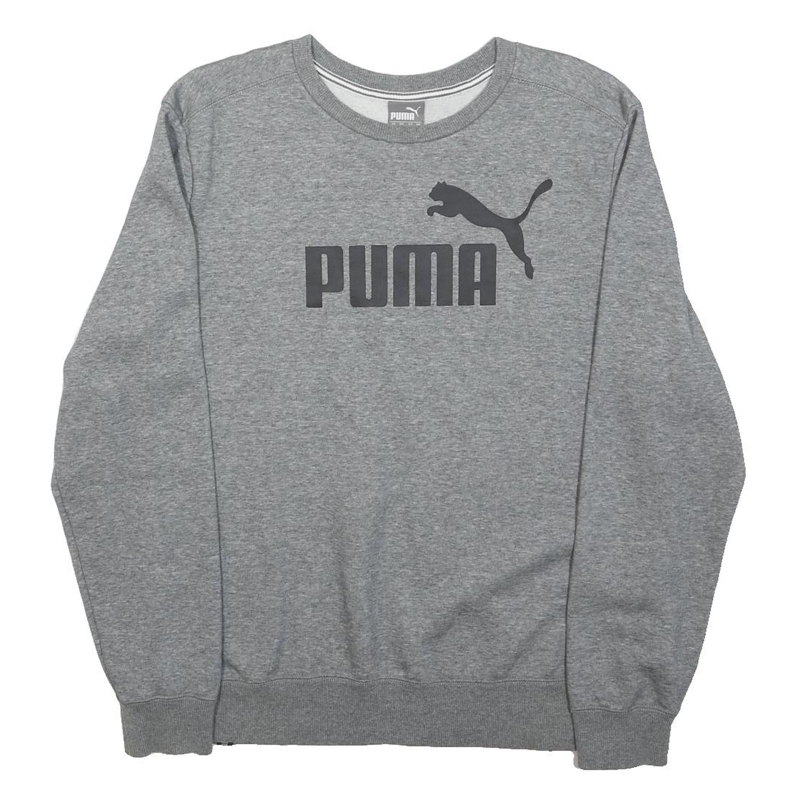 PUMA Mens Grey Crew Neck M Cotton Blend Casual Sweatshirt Pullover