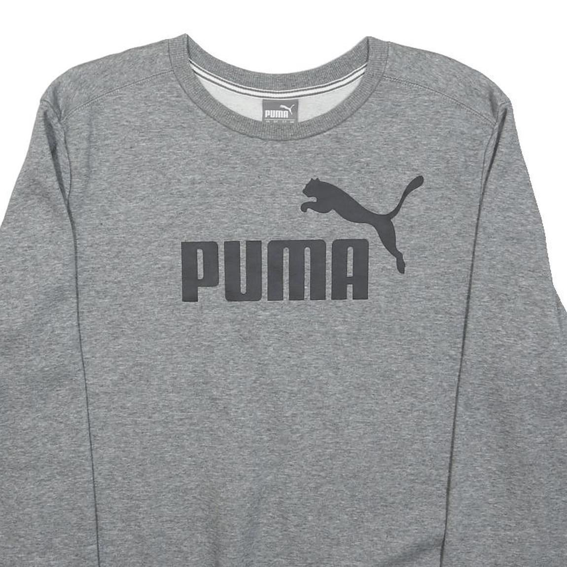 PUMA Mens Grey Crew Neck M Cotton Blend Casual Sweatshirt Pullover