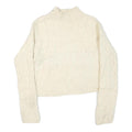 LIMITED AMERICA Womens Cream Plain Cable Knit Cargo Jumper Crew Neck Wool M
