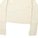 LIMITED AMERICA Womens Cream Plain Cable Knit Cargo Jumper Crew Neck Wool M