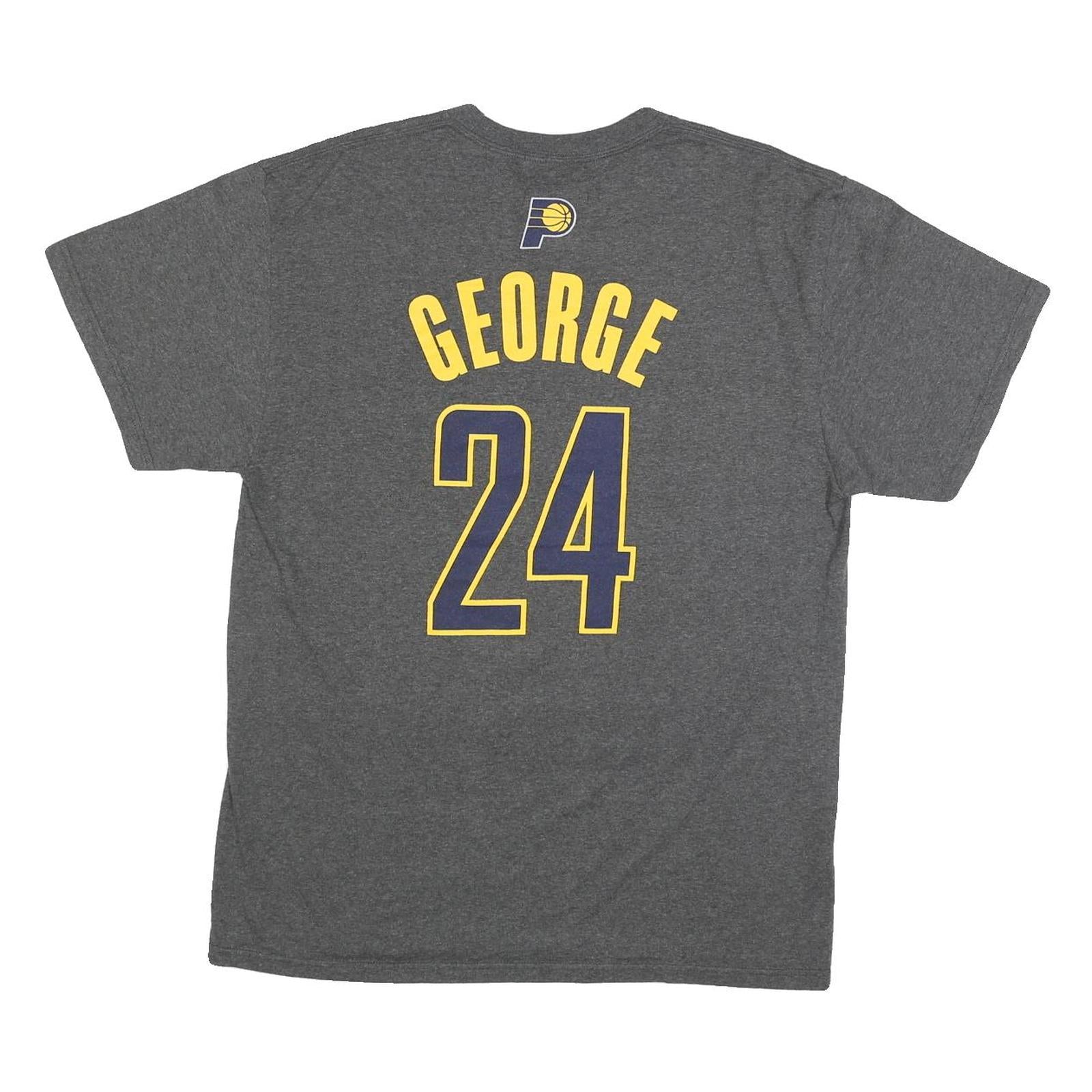 NBA Mens Grey Pacers George 24 Basketball Graphic T-Shirt L Short Sleeve Crew