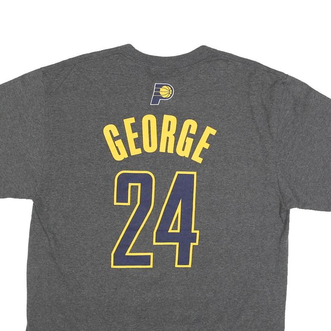 NBA Mens Grey Pacers George 24 Basketball Graphic T-Shirt L Short Sleeve Crew