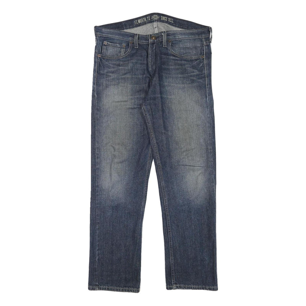 DICKIES Mens Jeans Blue Regular Straight Denim Medium W35 L30 Workwear