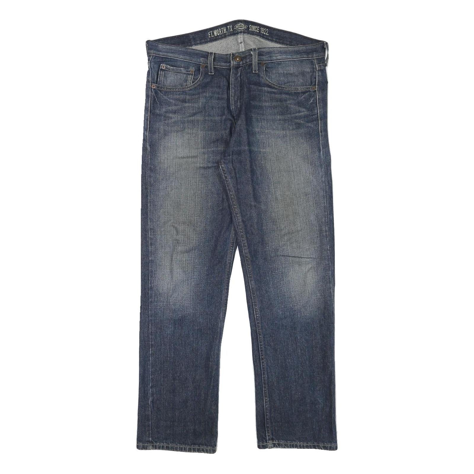 DICKIES Mens Jeans Blue Regular Straight Denim Medium W35 L30 Workwear