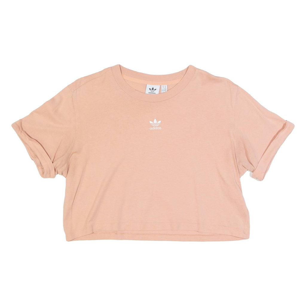 ADIDAS Cropped Womens T-Shirt Pink UK 14