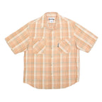 COLUMBIA Mens Beige & Cream Plaid Casual Shirt M Cotton Blend Button Pocket