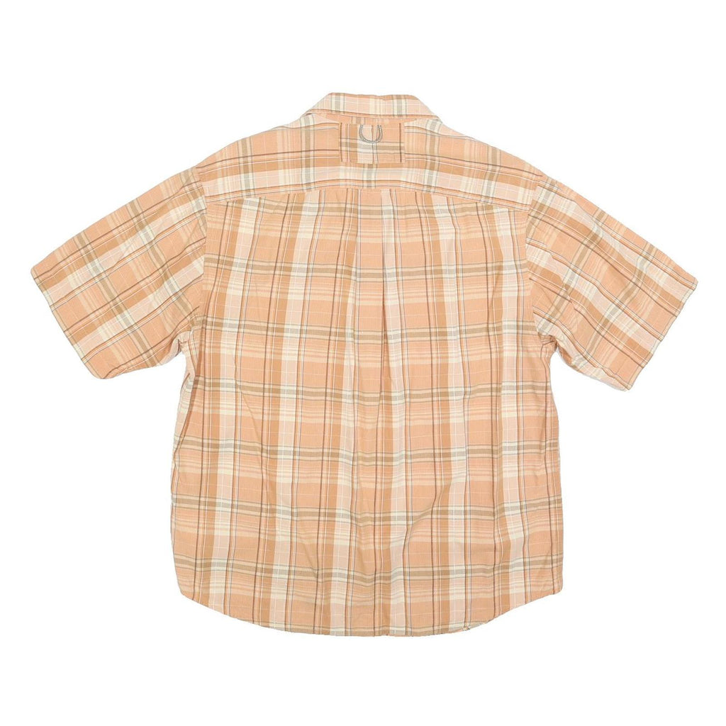 COLUMBIA Mens Beige & Cream Plaid Casual Shirt M Cotton Blend Button Pocket