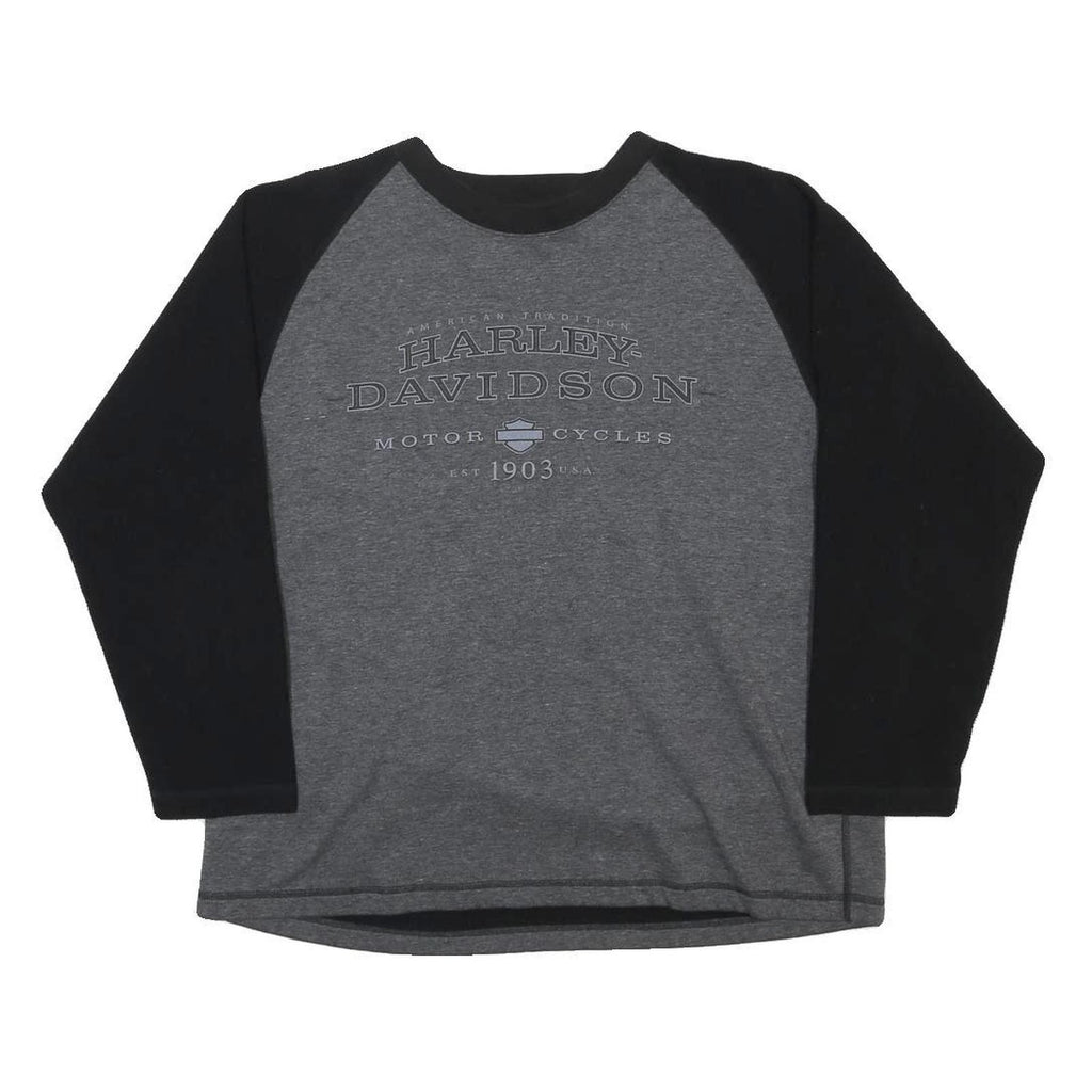 HARLEY DAVIDSON Mens Grey & Black Crew Neck M Cotton Blend Sweatshirt Motorcycle