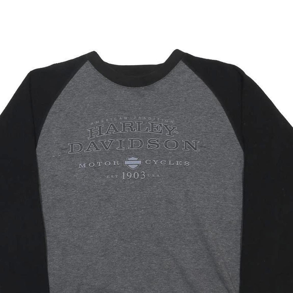 HARLEY DAVIDSON Mens Grey & Black Crew Neck M Cotton Blend Sweatshirt Motorcycle