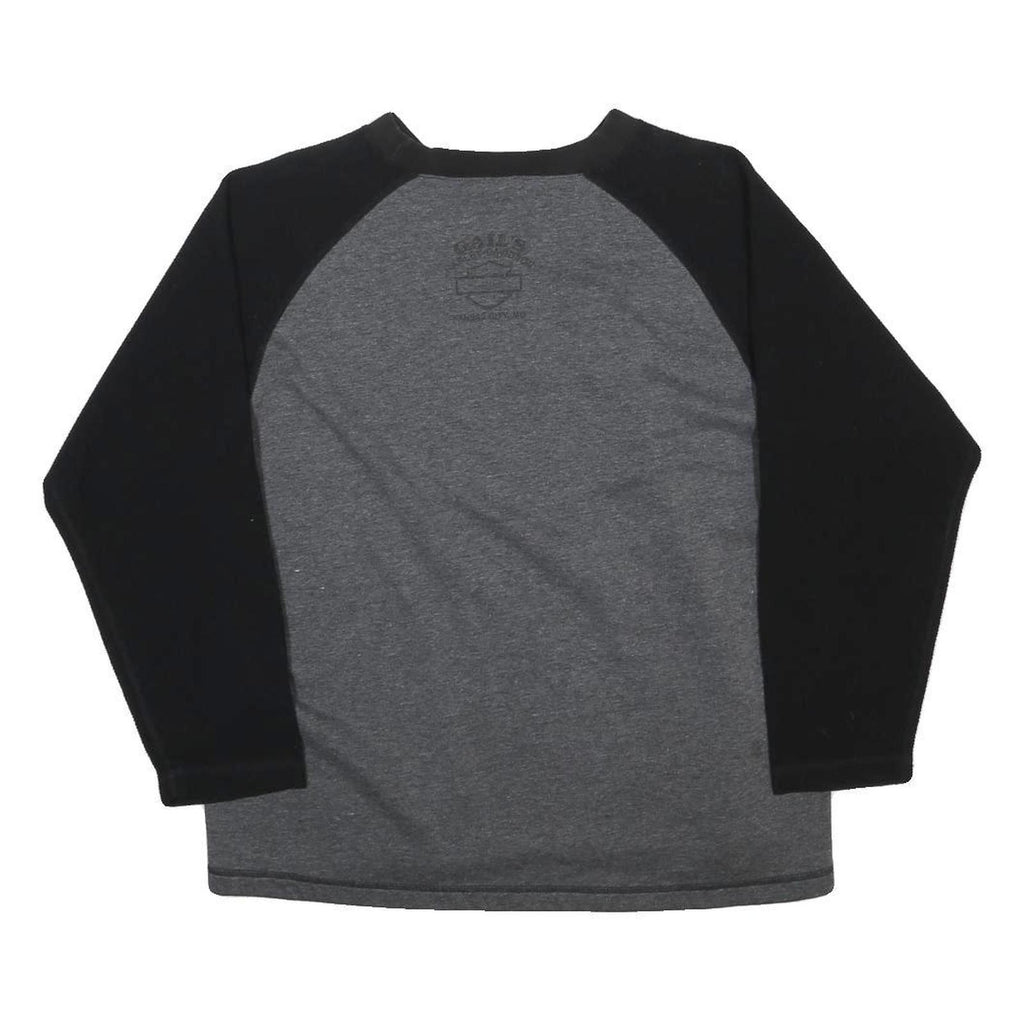 HARLEY DAVIDSON Mens Grey & Black Crew Neck M Cotton Blend Sweatshirt Motorcycle