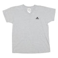 ADIDAS Womens Grey Graphic T-Shirt M Short Sleeve V-Neck Casual Cotton Blend