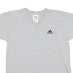 ADIDAS Womens Grey Graphic T-Shirt M Short Sleeve V-Neck Casual Cotton Blend