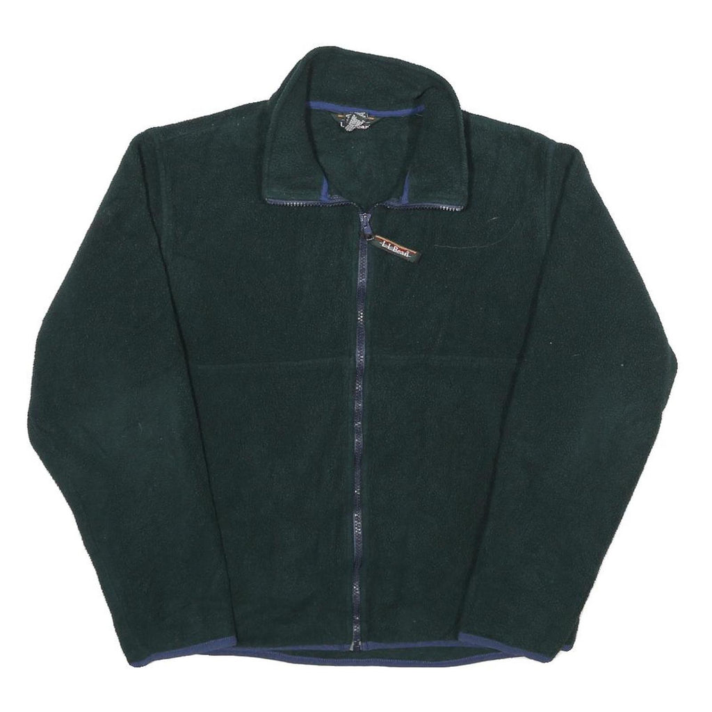 LL BEAN Womens Green Zip Jacket M Polyester Fleece Plain Outdoor Warm Layer