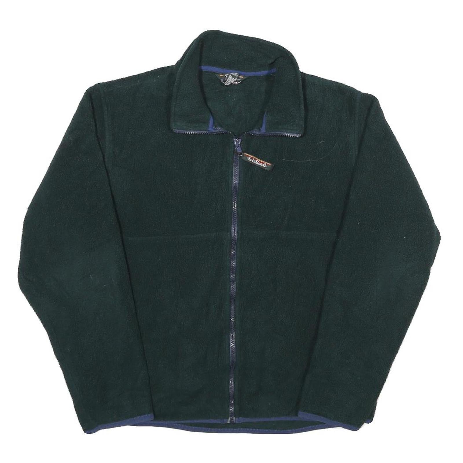 LL BEAN Womens Green Zip Jacket M Polyester Fleece Plain Outdoor Warm Layer