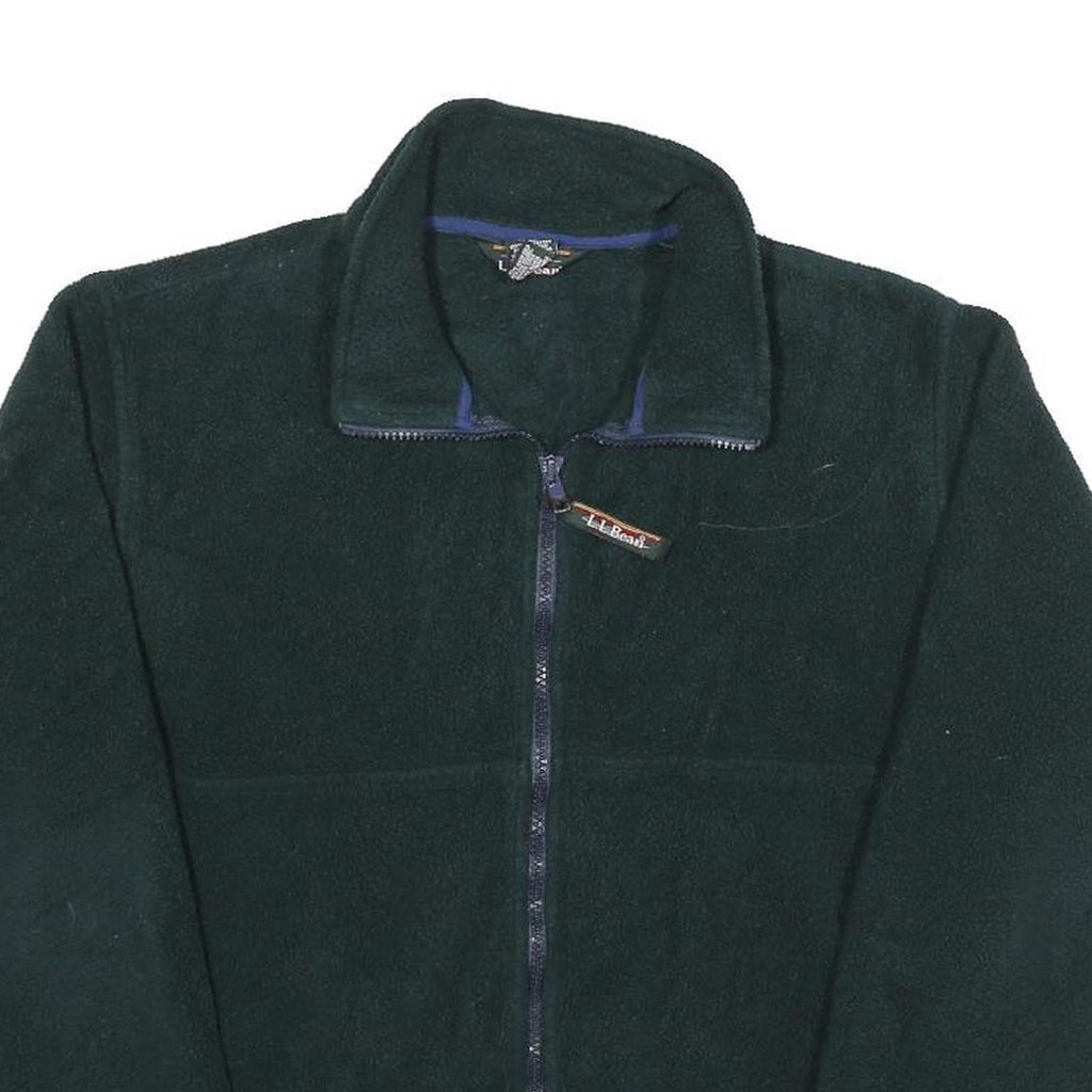 LL BEAN Womens Green Zip Jacket M Polyester Fleece Plain Outdoor Warm Layer