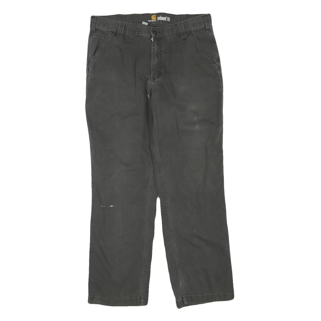 CARHARTT Mens Cotton Blend Black Regular Straight Trousers W36 L29 Workwear Zip
