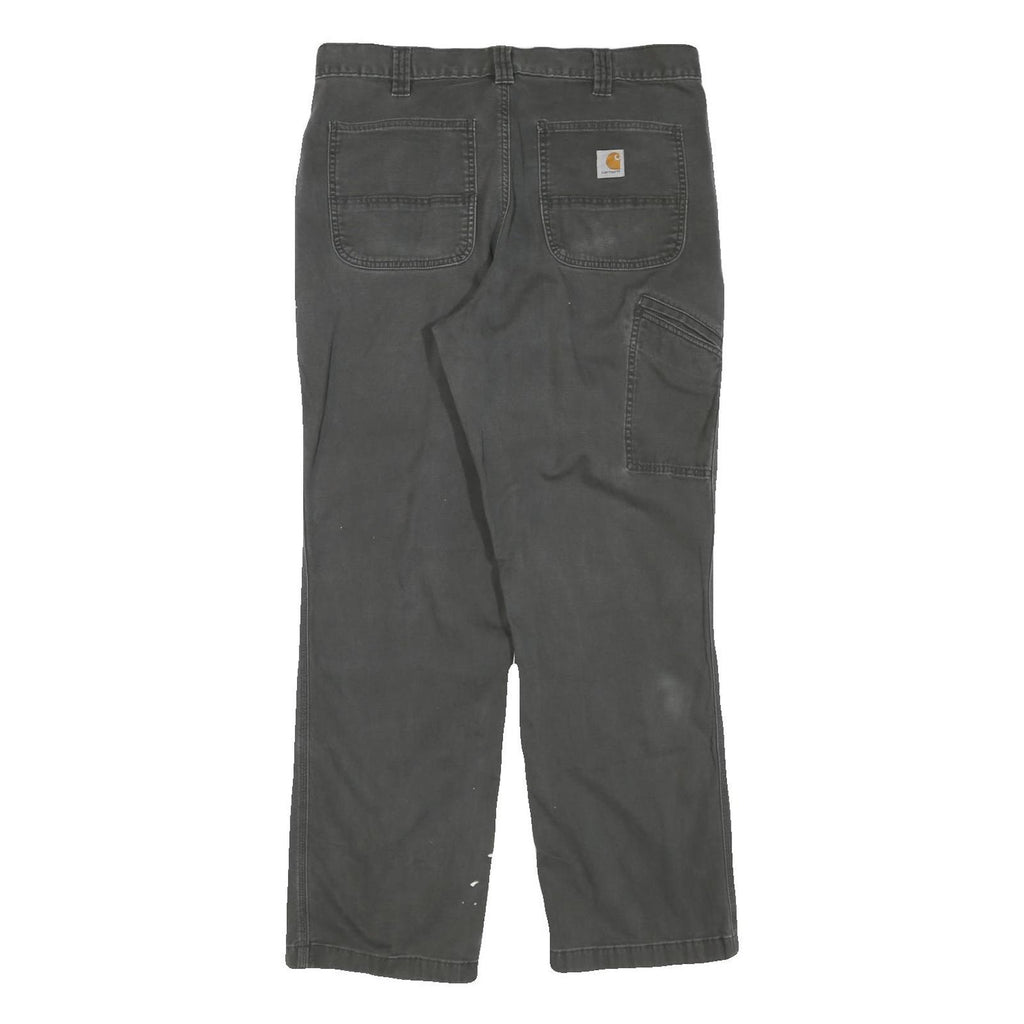 CARHARTT Mens Cotton Blend Black Regular Straight Trousers W36 L29 Workwear Zip