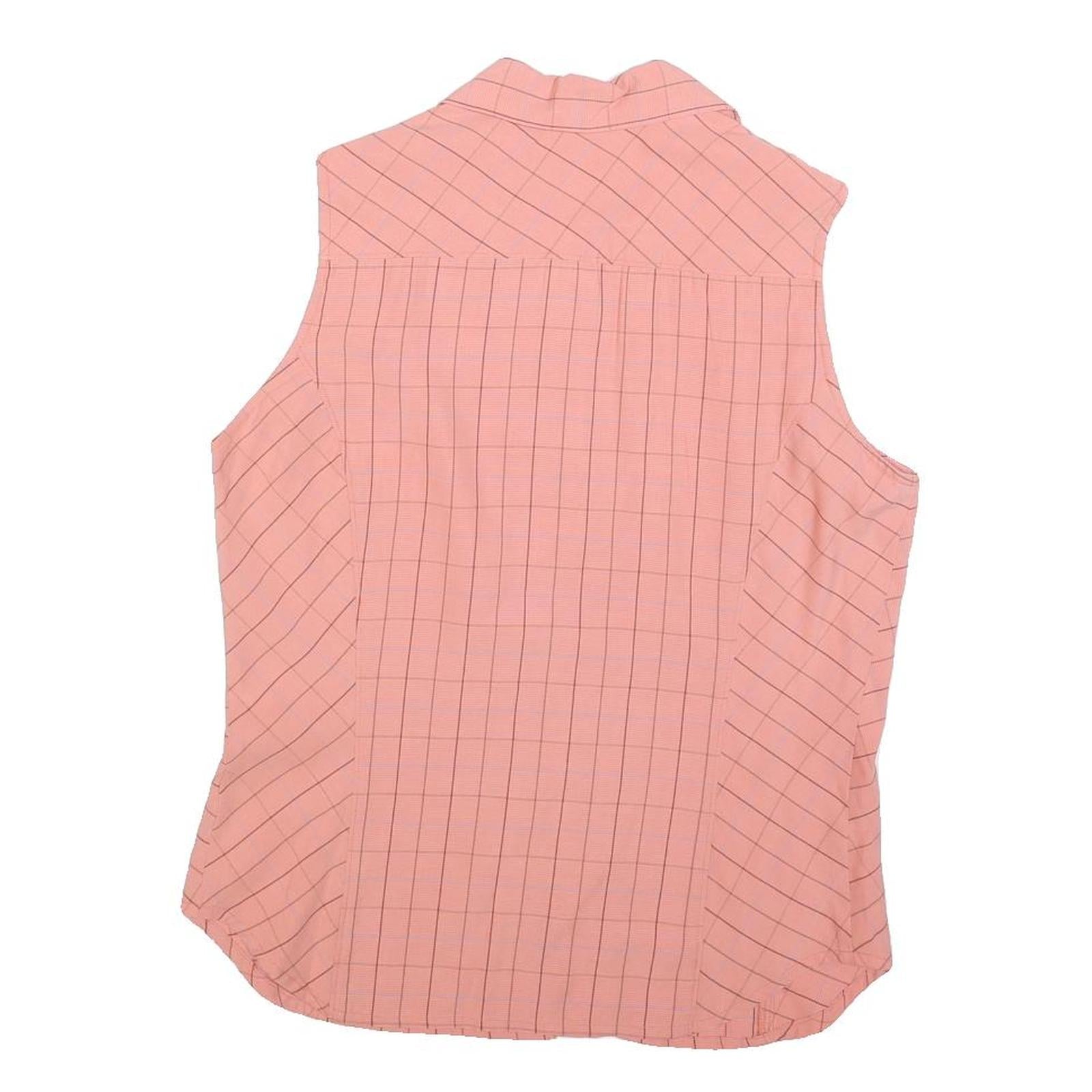 COLUMBIA Womens Pink & Black Check Sleeveless Shirt M Button Front Summer