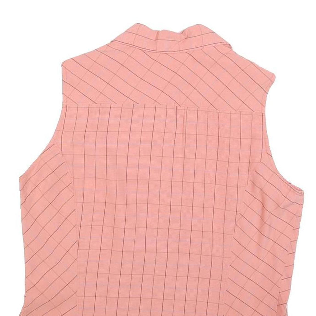 COLUMBIA Womens Pink & Black Check Sleeveless Shirt M Button Front Summer