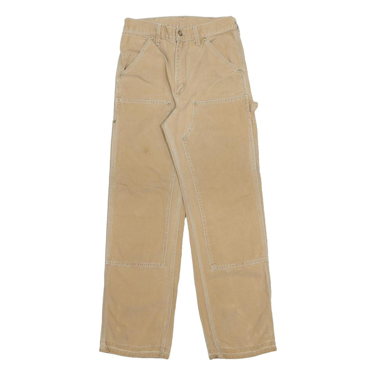 CARHARTT Womens Cotton Beige Relaxed Straight Trousers W27 L29 Workwear Utility