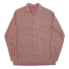 CABBY Mens Red & Blue Striped Shirt M Cotton Blend Casual Workwear Long Sleeve